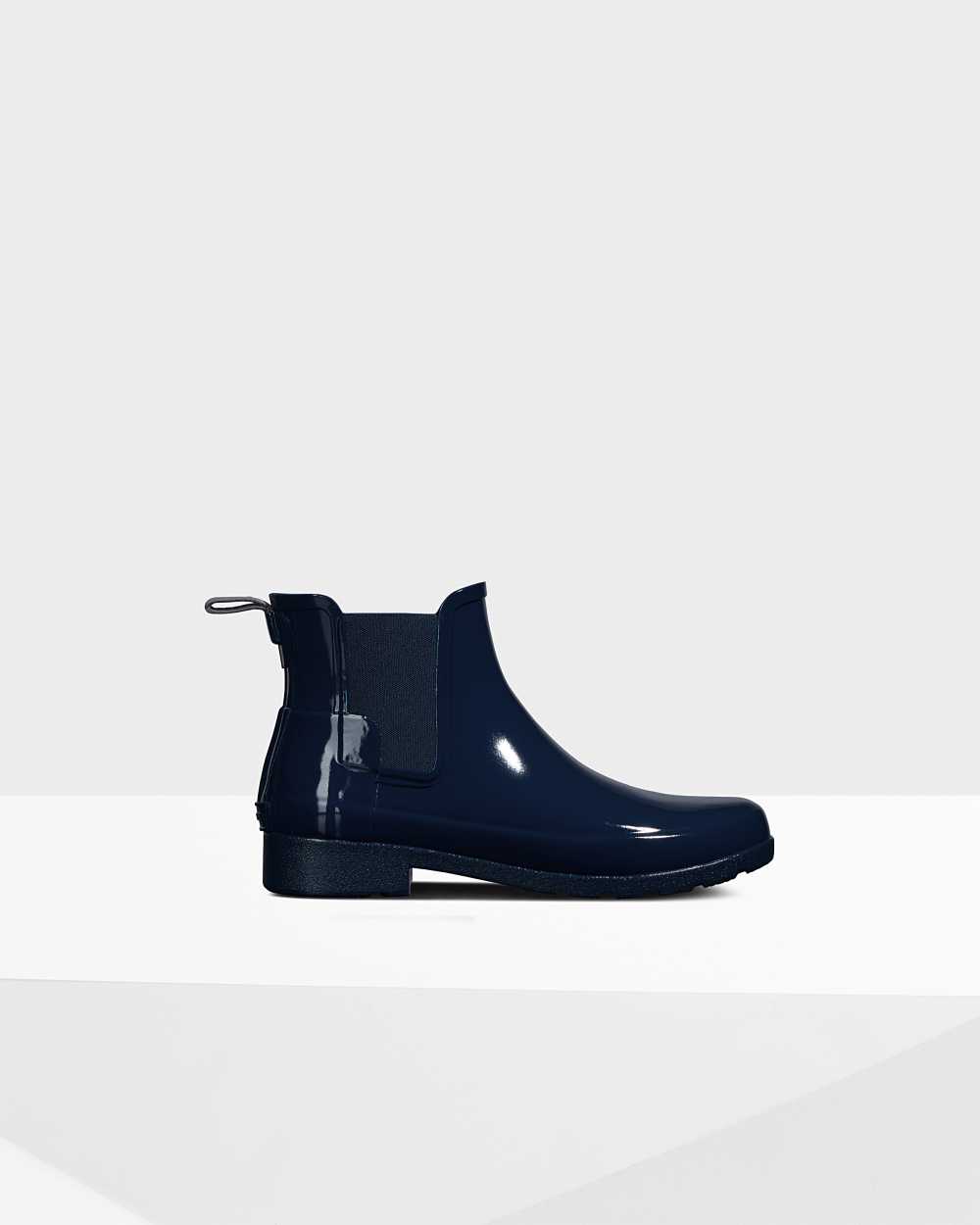 Womens Hunter Refined Gloss Slim Fit Chelsea Boots Navy | YNRUOJ-251